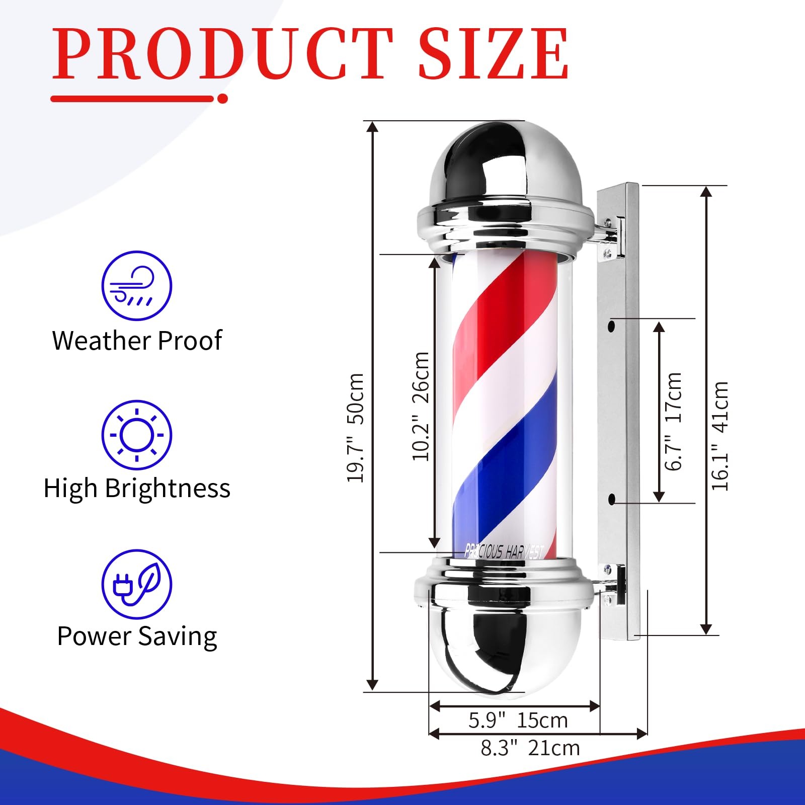 Precious Harvest 20 Inch Barber Polered Blue And White Barbershop Rotating