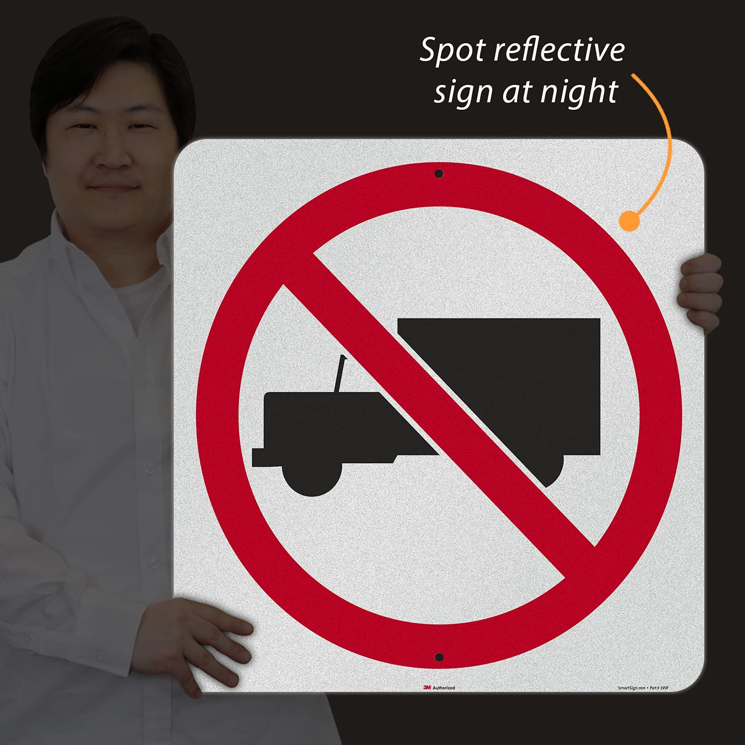 Reflective No Trucks Metal Sign – 24×24 Inch, Durable Aluminum, Red/Black/White