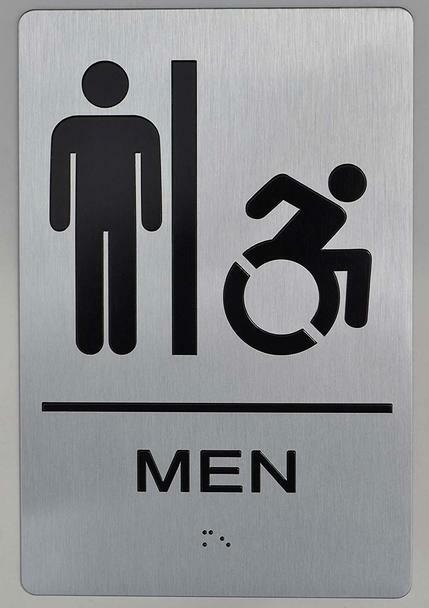 NYC Men Accessible Restroom Sign 6&Prime;x9&Prime; -(Aluminium, Brush ……….-REF24-1027