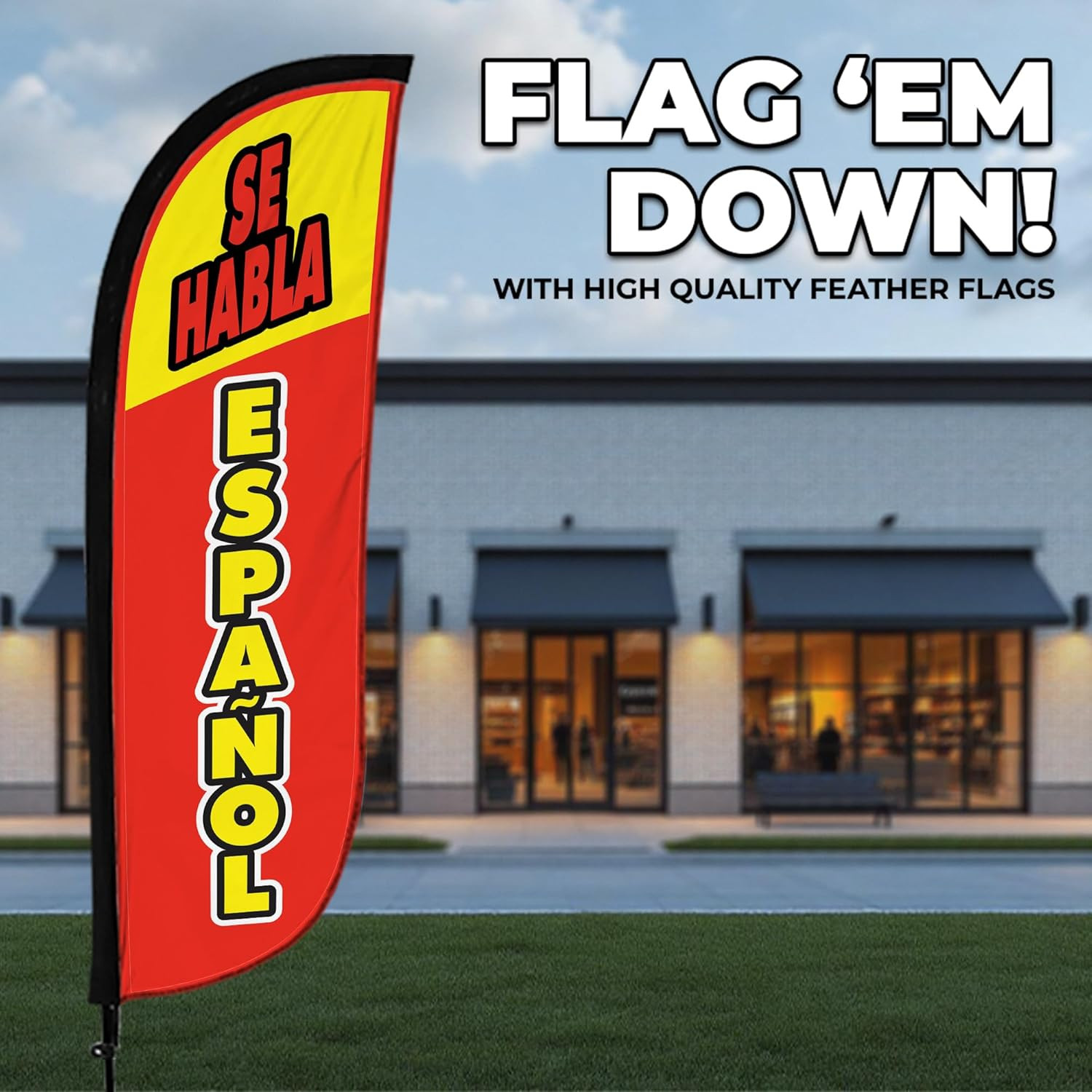 Feather Flag Set – 5Ft Tall Advertising Banner Flag with Pole Kit and Ground Spi