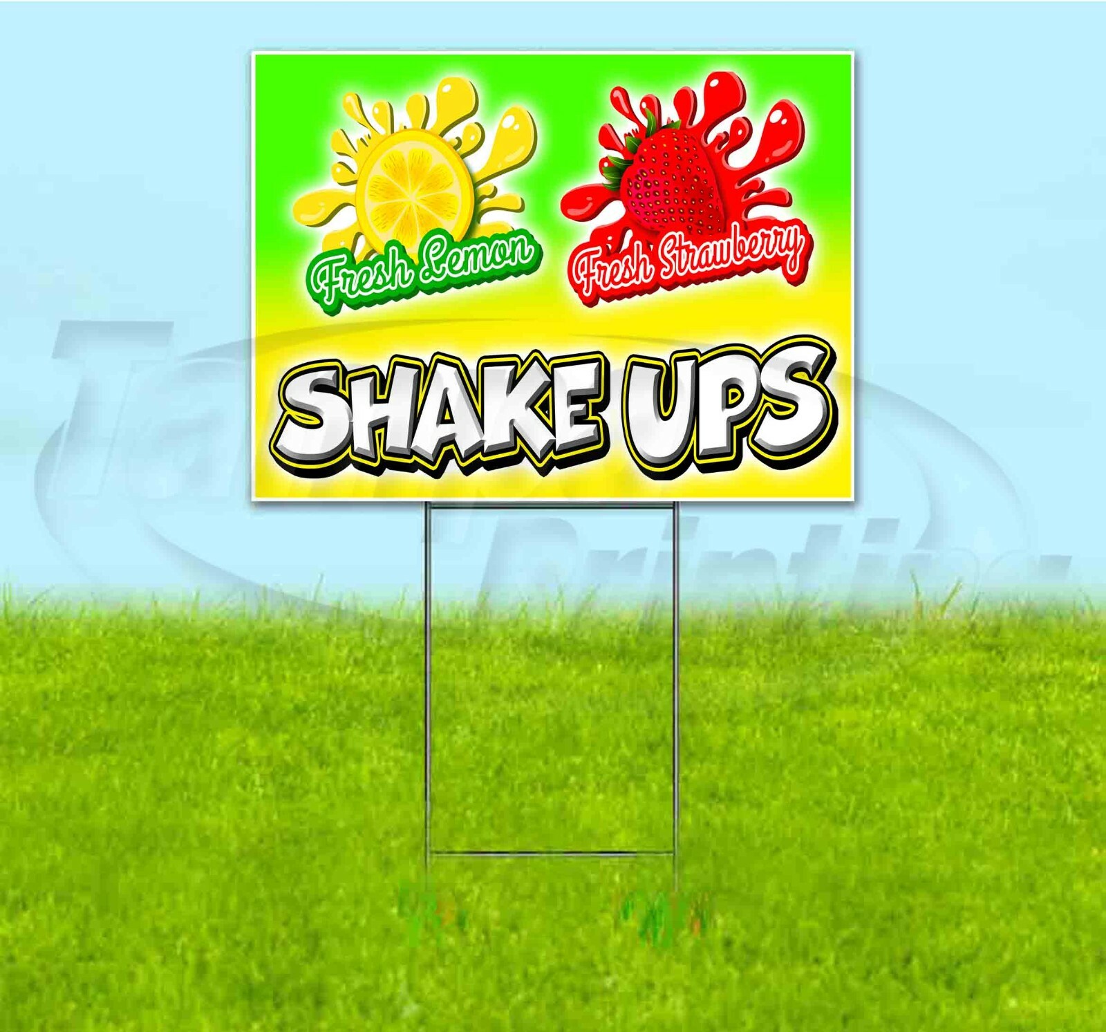 LEMON STRAWBERRY SHAKE UPS 18×24 Yard Sign WITH STAKE Corrugated Bandit USA
