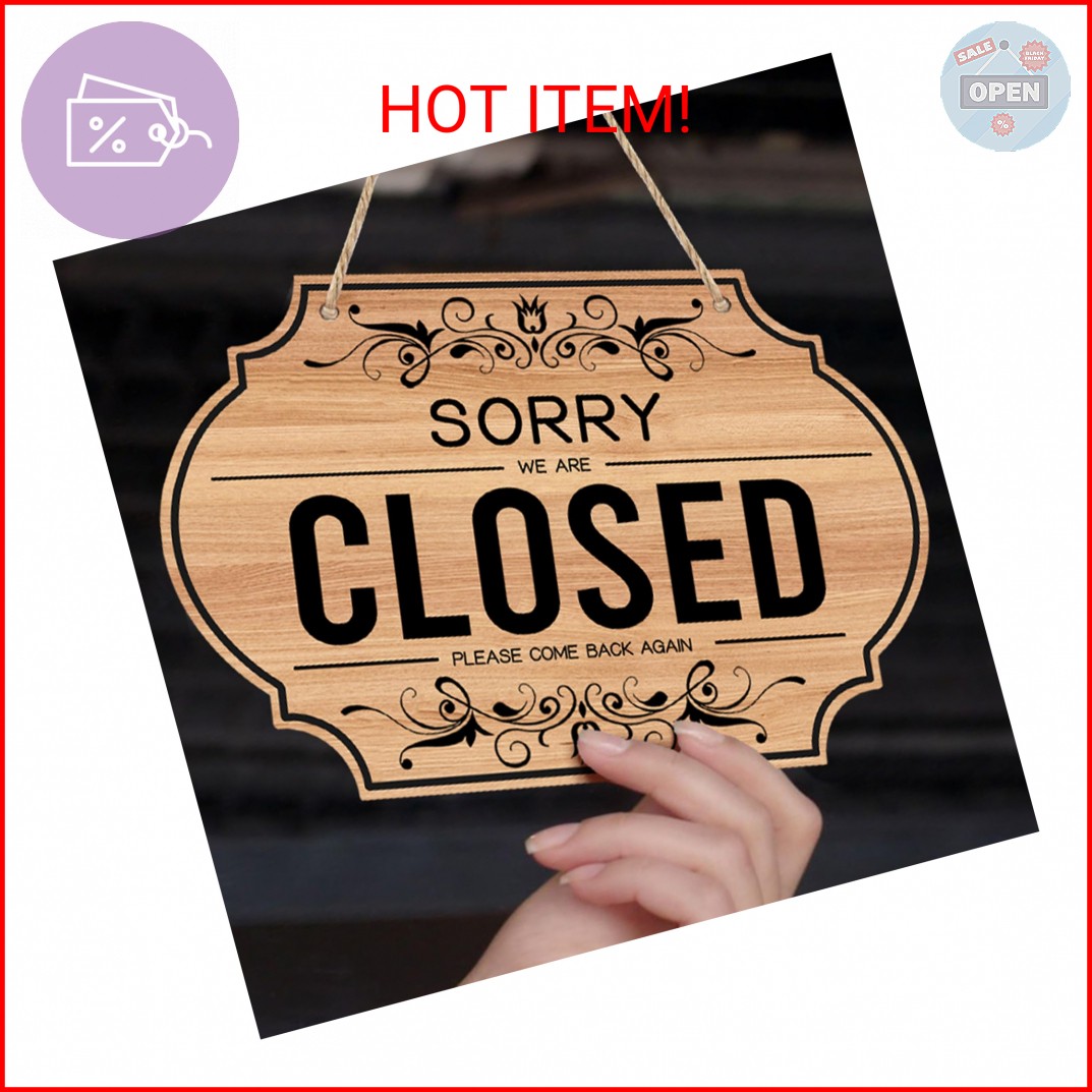 CARGEN Open Signs – Double Sided Open Closed Sign Business Hours Hanging with Ro