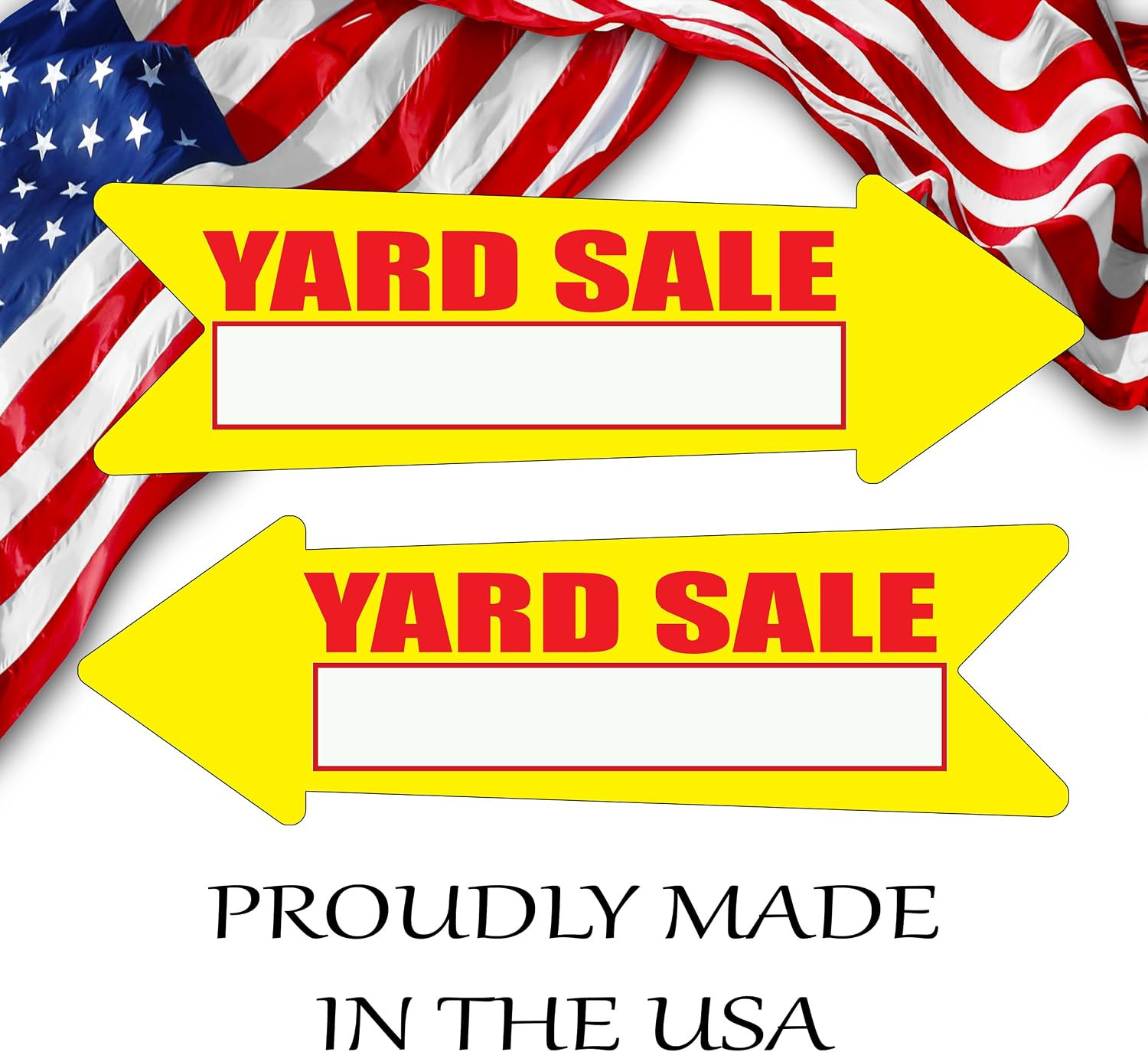 Yellow Yard Sale Arrows Yard Sign Double Sided with Stakes Large 16 Inch by 5 In
