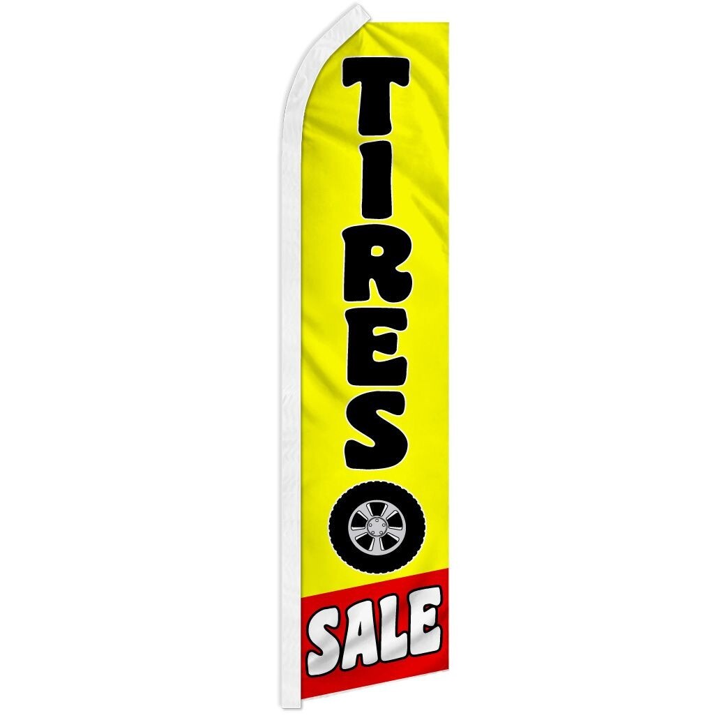 Tires Sale (Red & Yellow) Swooper Advertising Banner Flag for Auto Tire Shops
