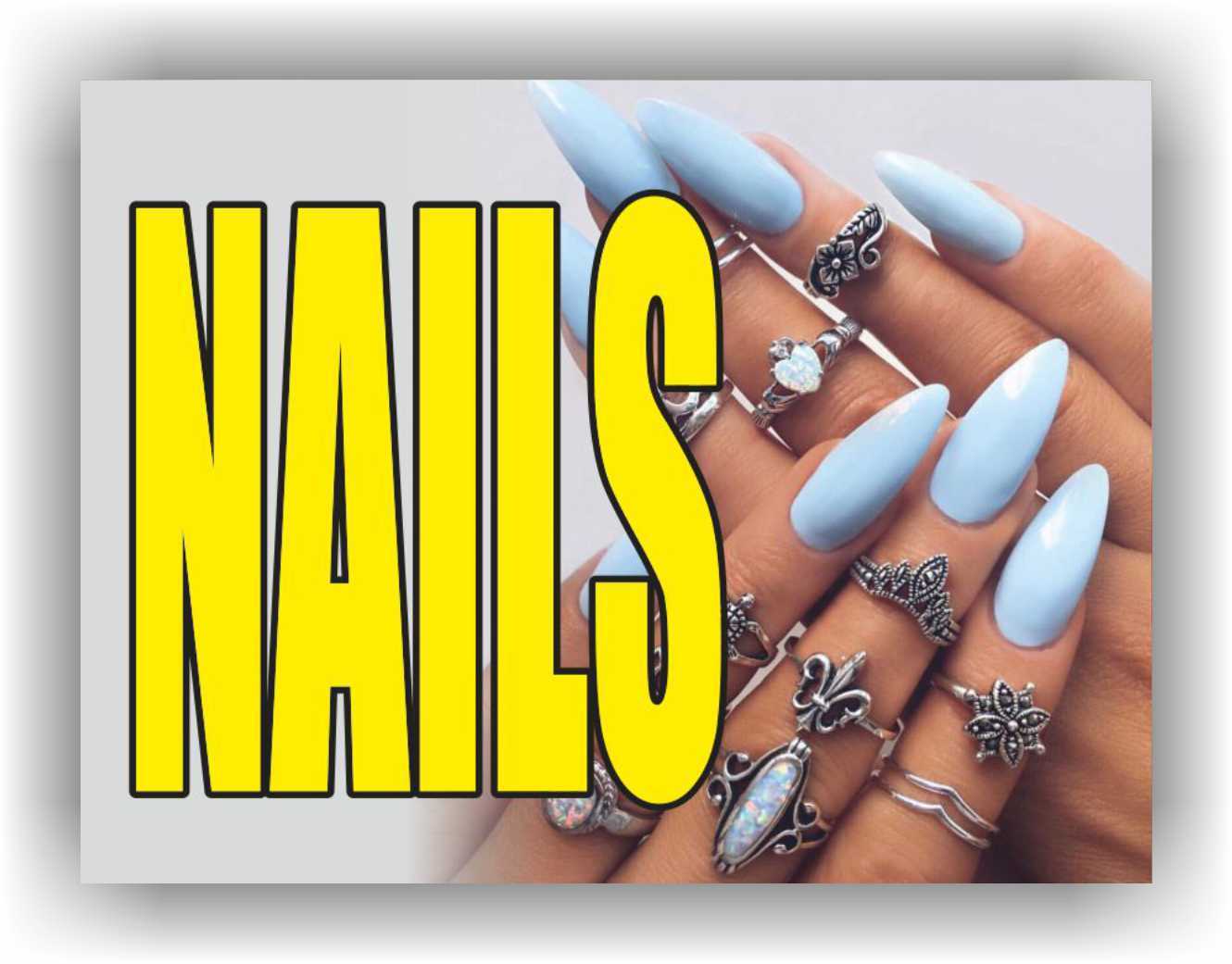 NAILS Yard Sign Corrugate Plastic with H-Stakes manicure beauty barber shop spa