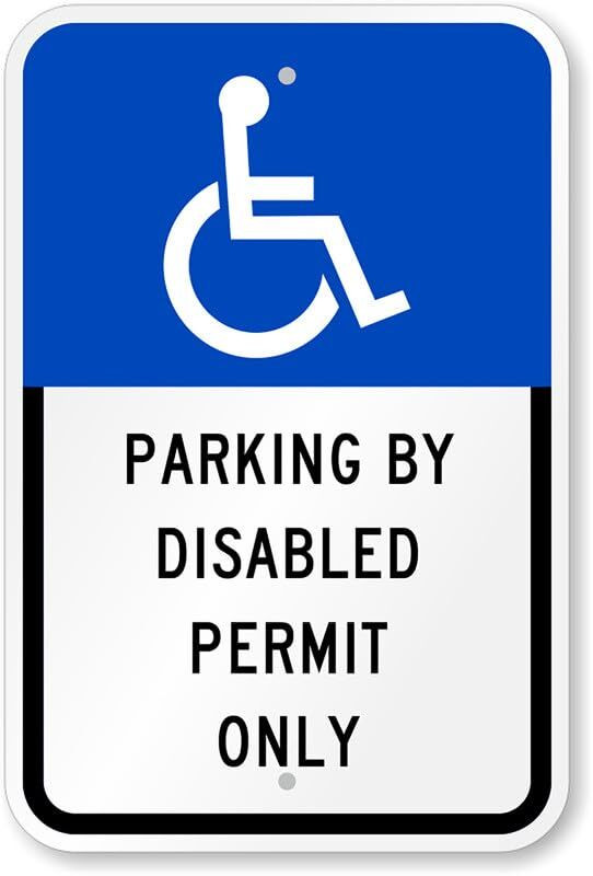 Handicapped Parking Sign Aluminum Weatherproof 8×12 Inch Permit Sign