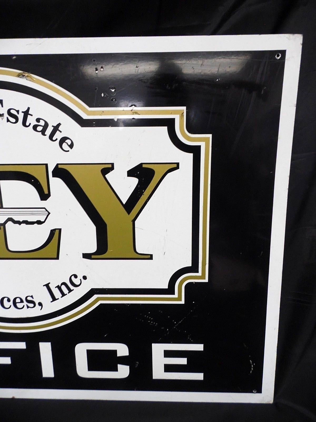 Vintage KEY REAL ESTATE SERVICES OFFICE Tin Sign 36&Prime; x 24&Prime; Original