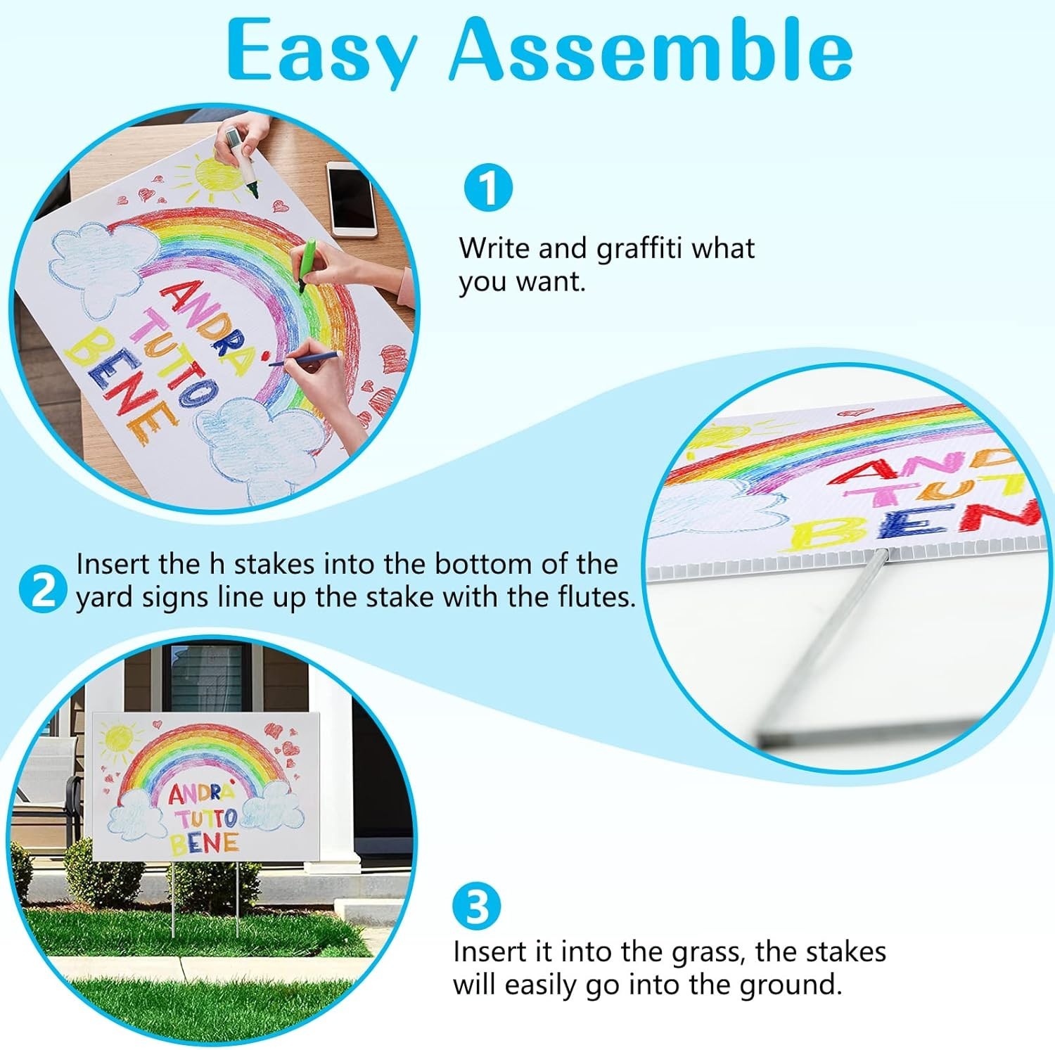 Customizable Lawn Signs with H-Stakes – 6 Pack, 17×12 Inches for Every Occasion