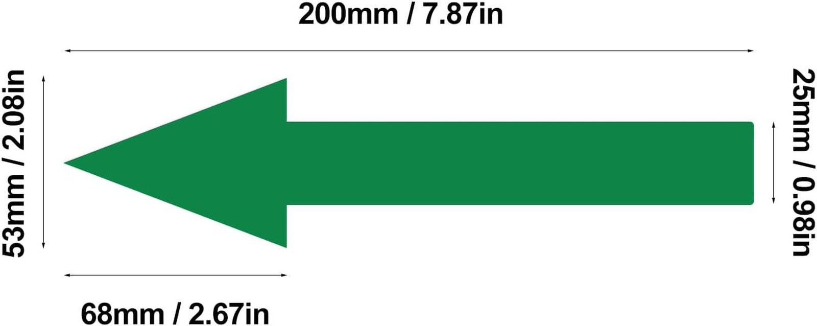 8 X 2 Inch Green Arrow Sign Stickers, 12 Pack Waterproof PVC Removable Self Adhe