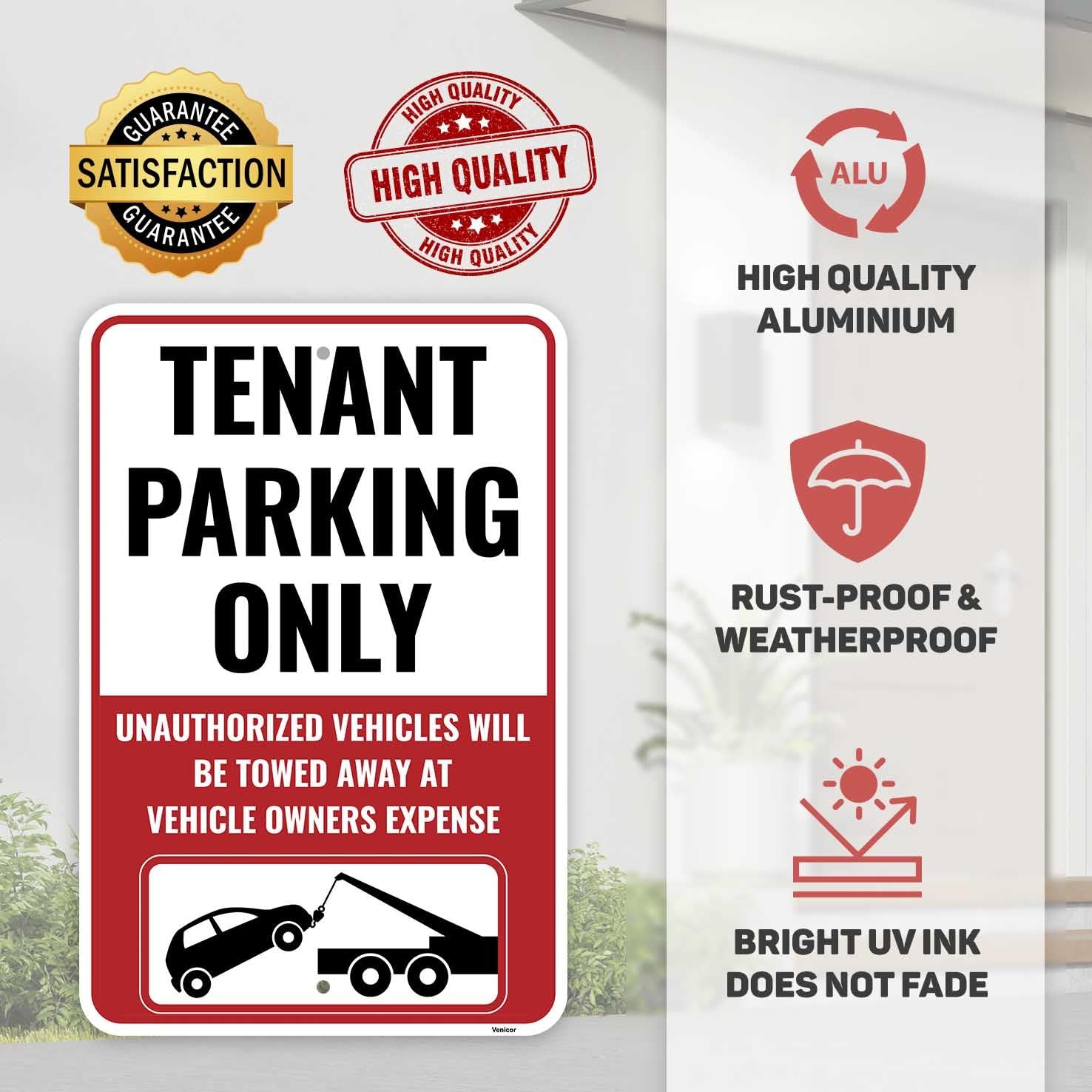 2PC Tenant Parking Only Sign, 18 x 12 Inches – Aluminum – Resident Parking Sign