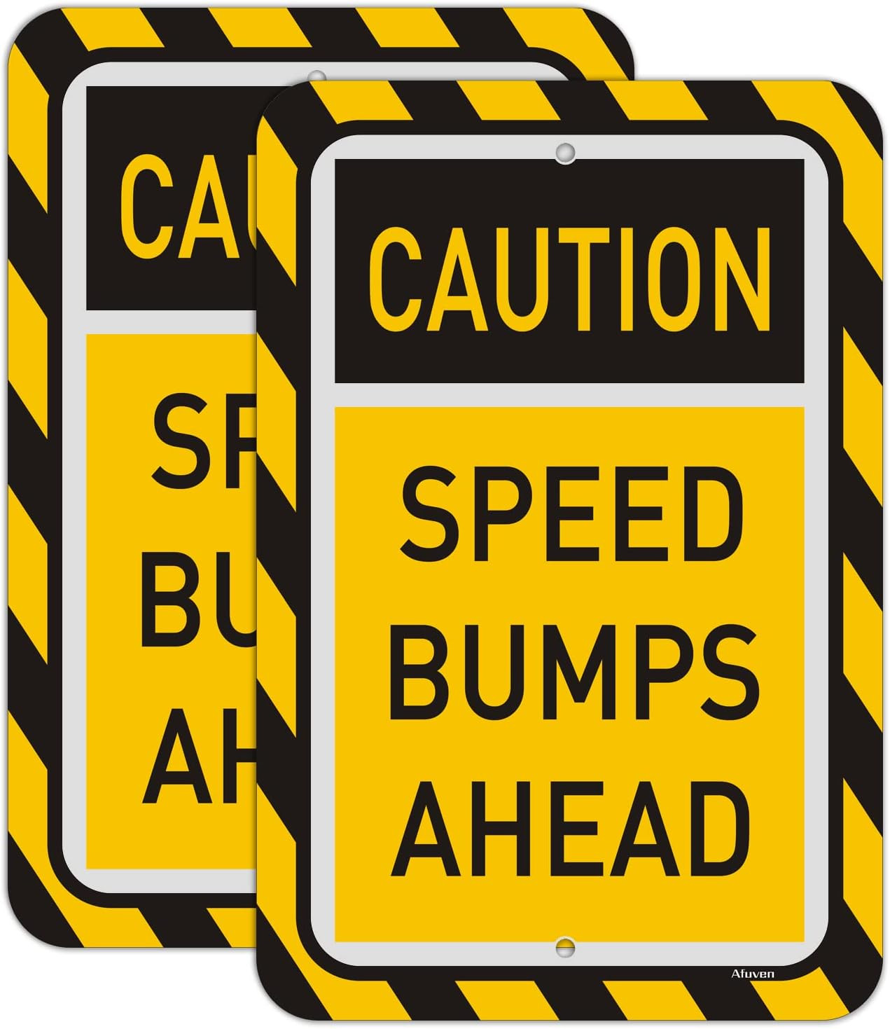 Speed Bumps Ahead Signs – 2 Pack Reflective Metal, 18&Prime;x12&Prime;, Rust Free