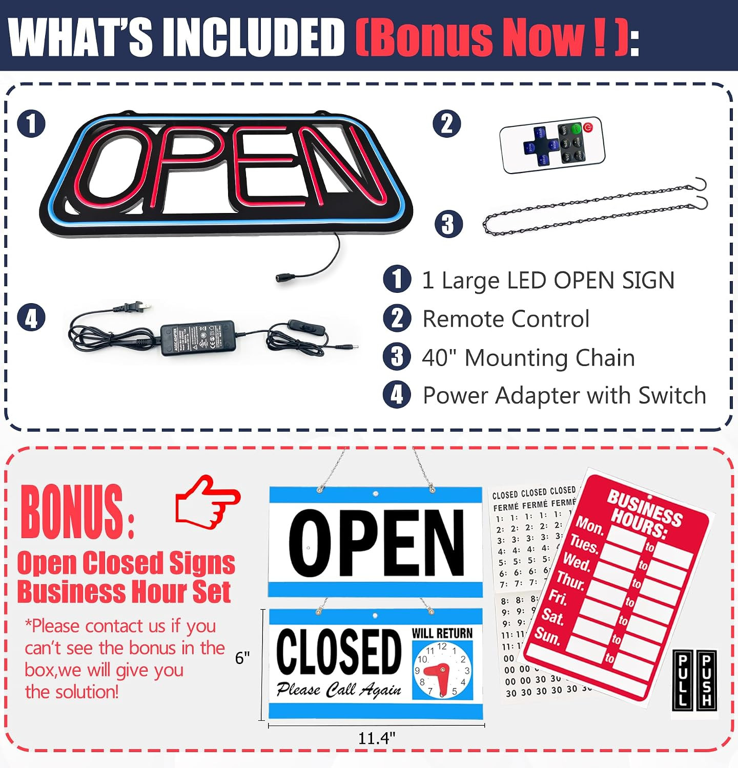 Open Signs for Business,32X16 Inch Large Bright Open Sign Neon Led Lighted,Remot