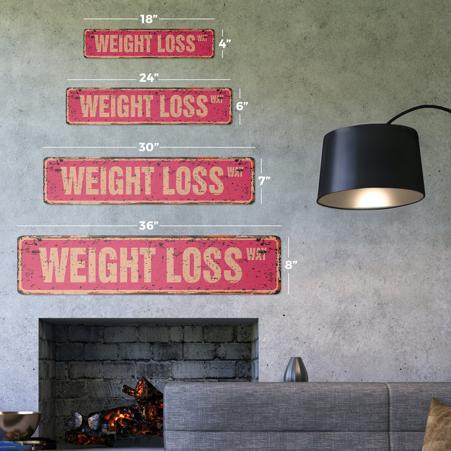 WEIGHT LOSS Vintage Street Sign nutrition diet exercise fitness pounds