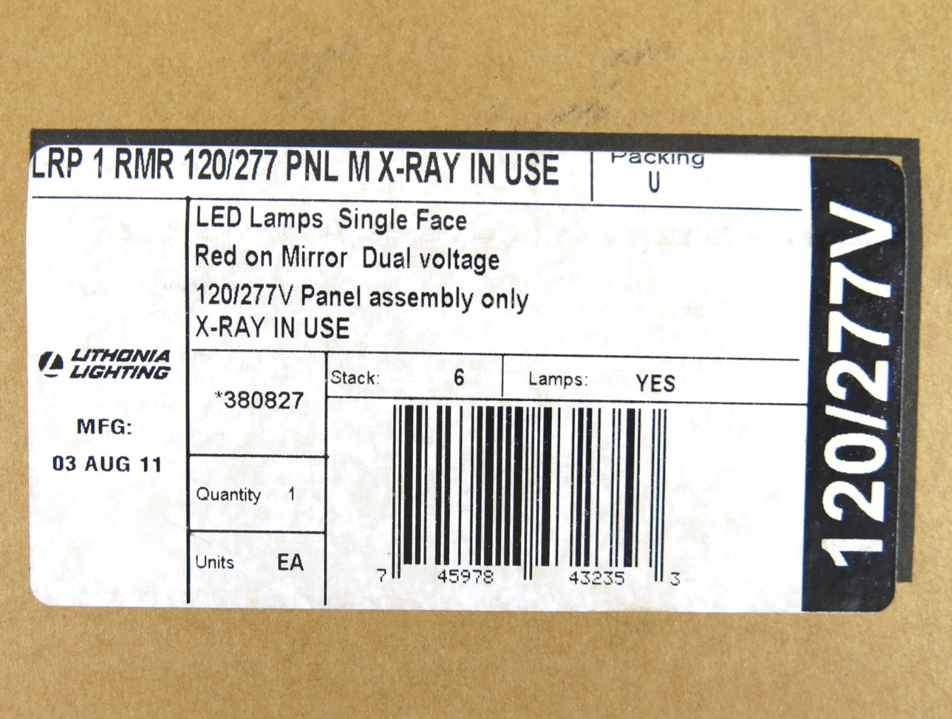 Lithonia X-Ray In Use Mirrored Ceiling Mount Sign LRP 1 RMR 120/277 PNL M X-RAY