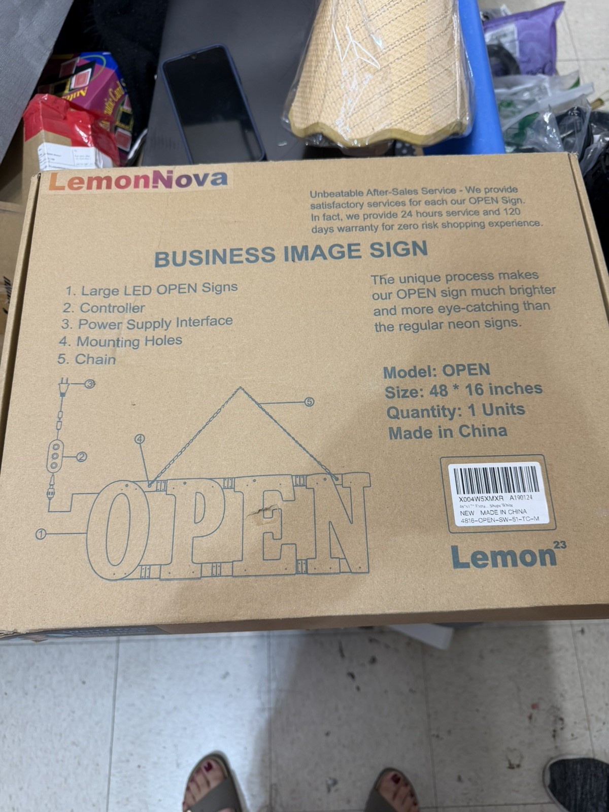 Extra Large LED Open Signs for Business, Unique Design Super Bright Open 48×16”