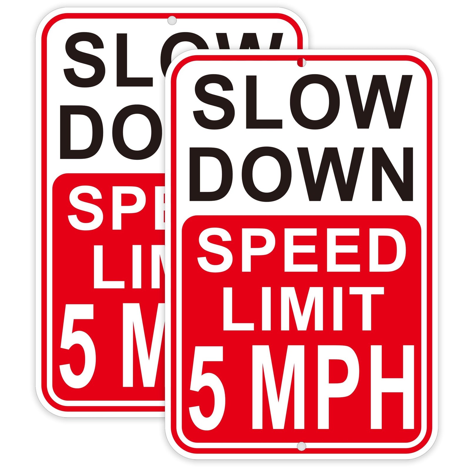 2 PCS Slow Down Speed Limit 5MPH Sign Reflective Aluminum 18 x 12 Inch
