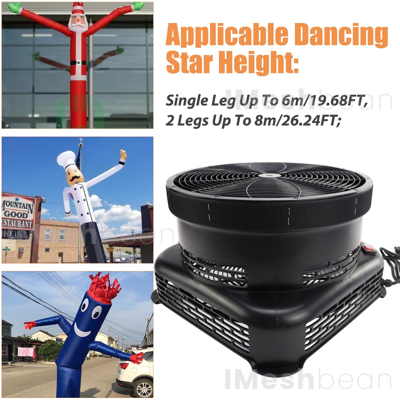 950W Air Blower Fan 18&Prime; Air Dancer Blower Fit Inflatable Wind Dancer Tube Man