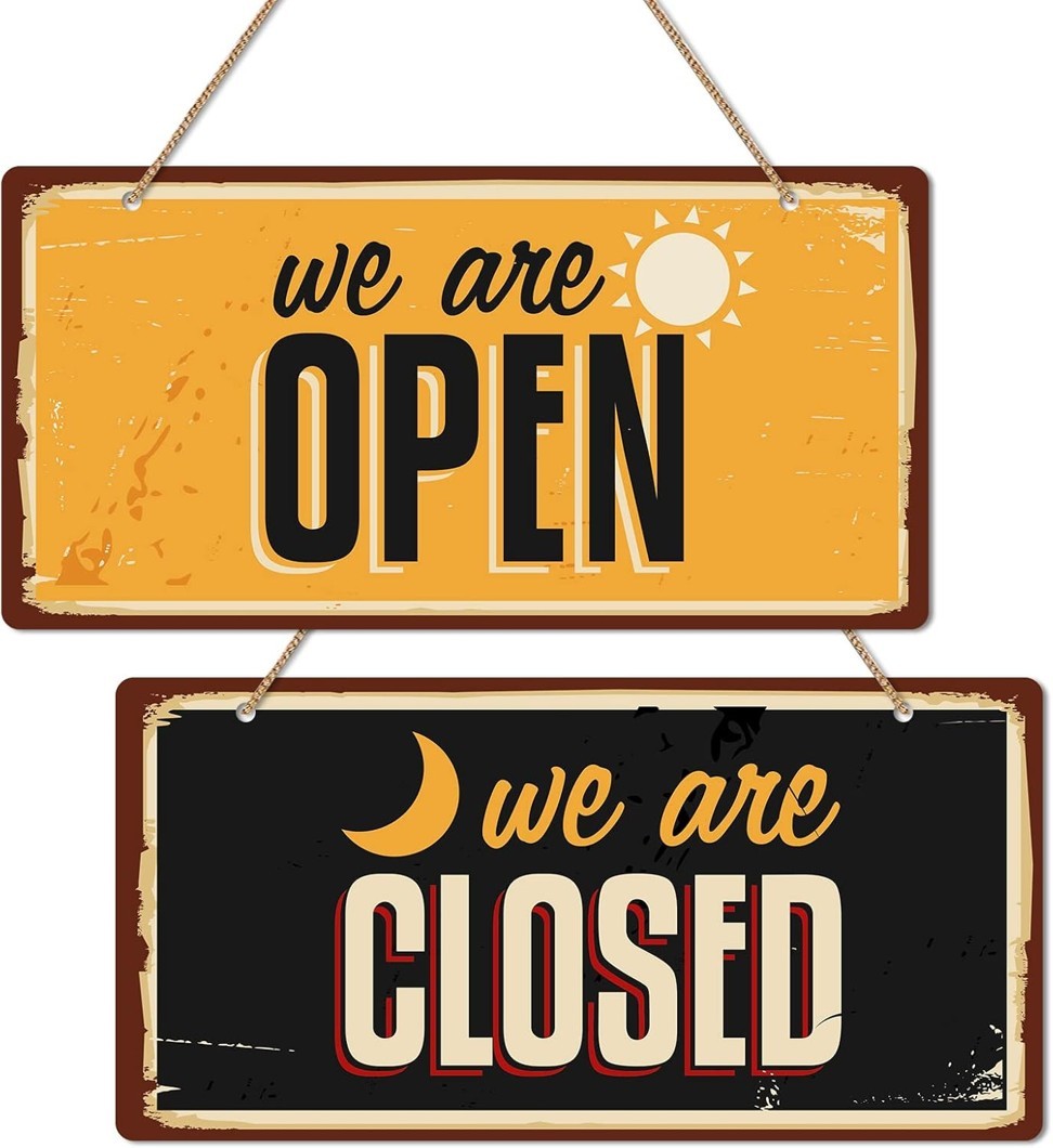 Double Sided Open Closed Sign for Business 12 Inch Luminous Rustic Vintage Shop