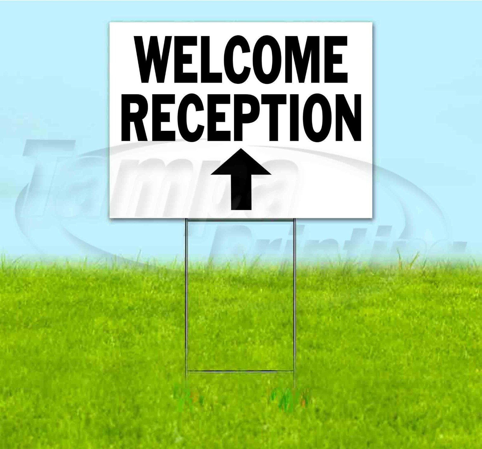WELCOME RECEPTION ARROW 18×24 Yard Sign WITH STAKE Corrugated Bandit DIRECTIONAL