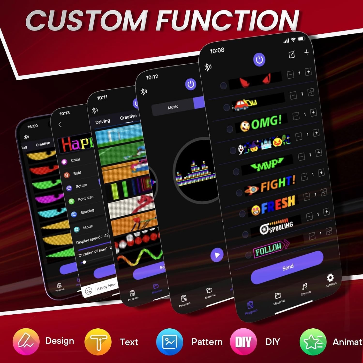 Colorful Scrolling LED Sign, Bluetooth Control, 23 »x5 »