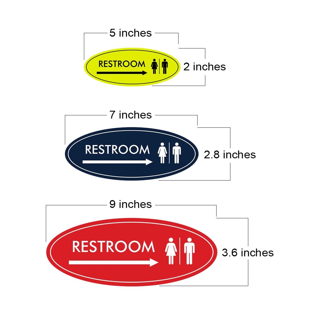 Oval Restroom Right Arrow Sign Black Medium 1 Pack Business Office Door Decor