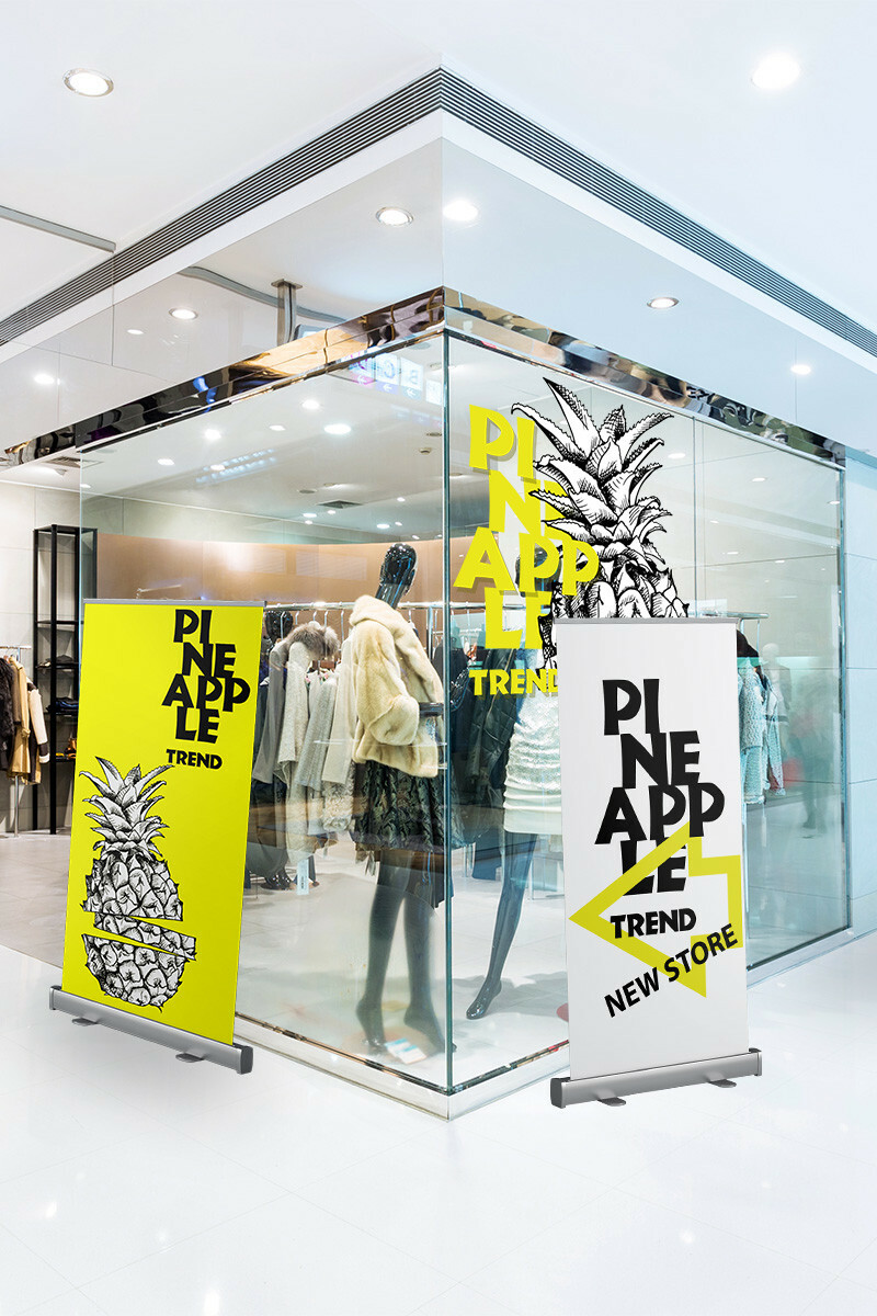 Retractable Roll Up Banner Stand Pop Up Trade Show PullUp Display 85x200CM Carry