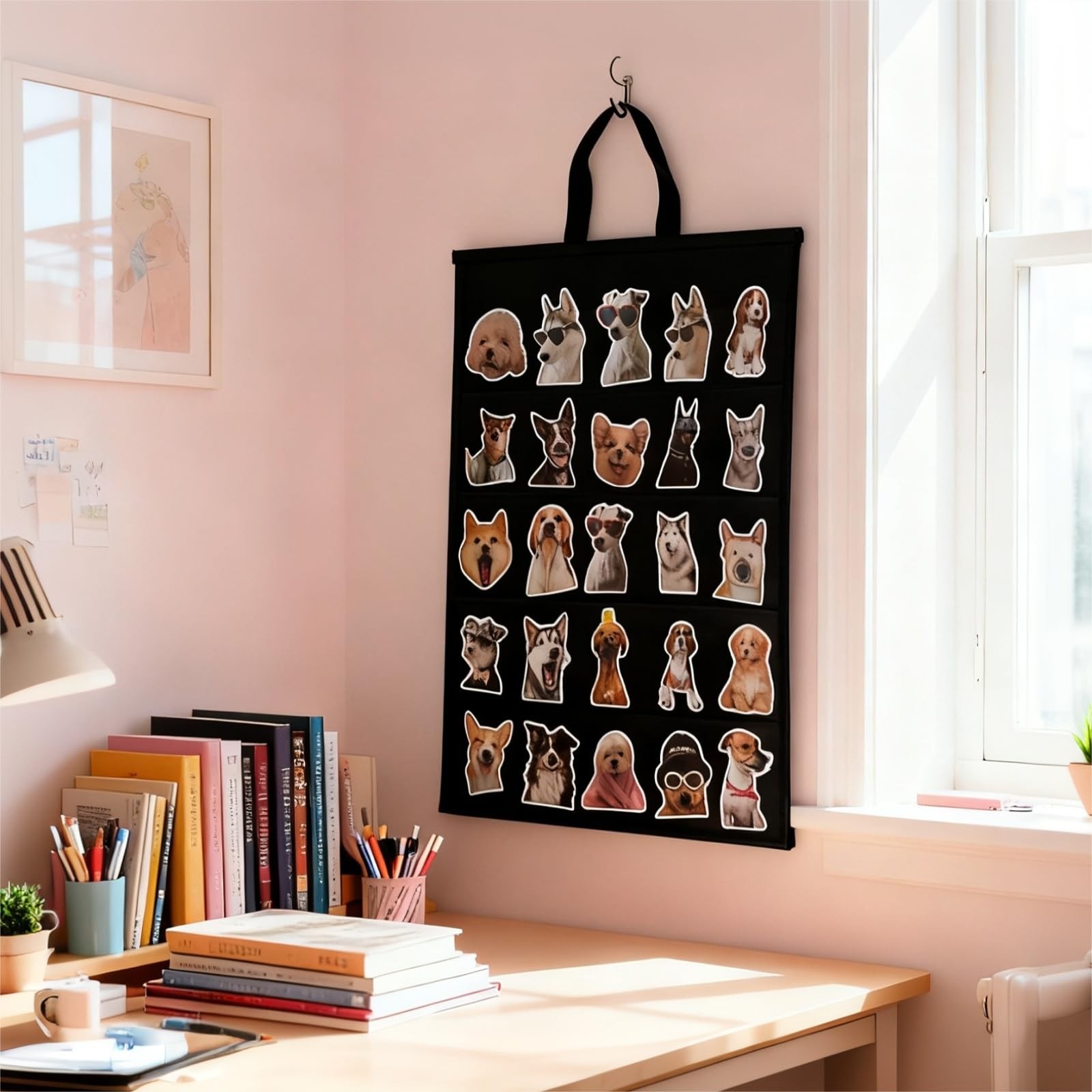 Double Side Sticker Display Stand with Portable Handle, 4&Prime; Large Card black