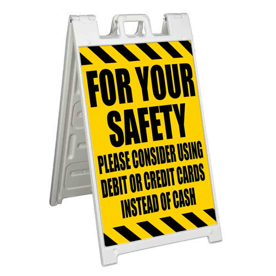 FOR YOUR SAFETY Signicade 24×36 Aframe Sidewalk Sign Banner Decal COUSTRUCTION