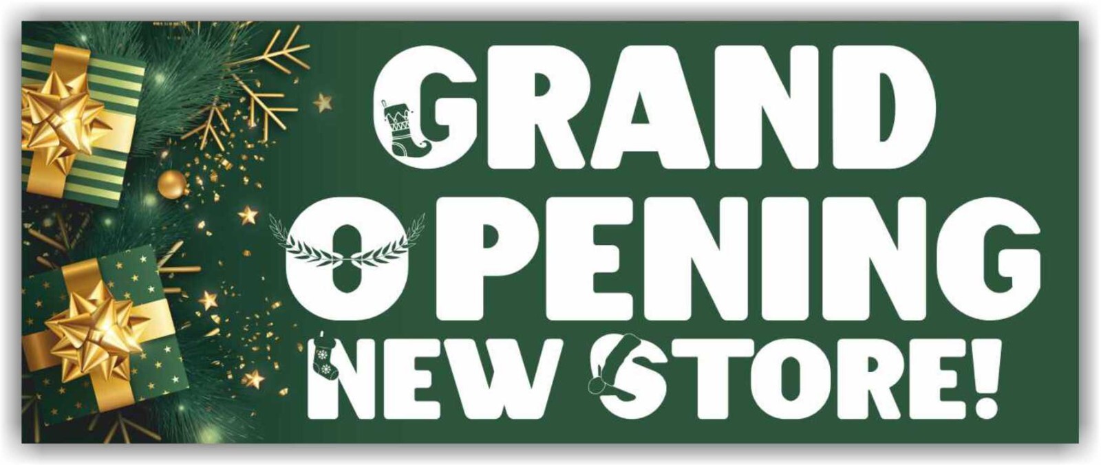 Grand Opening New Store Advertising Banner Vinyl Mesh Sign Merry Christmas Xmas
