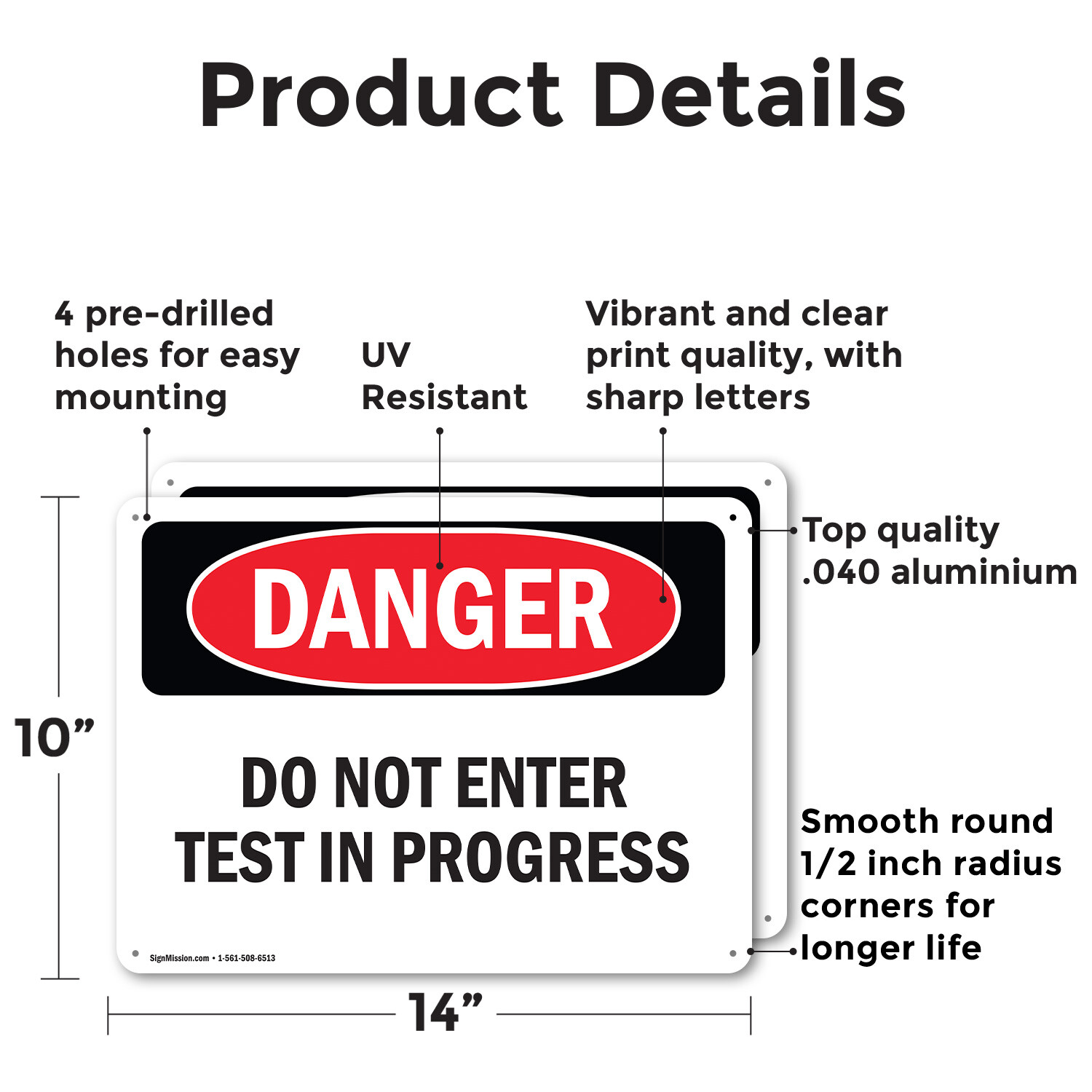 (2 Pack) Do Not Enter Test In Progress OSHA Danger Sign Decal Metal Plastic
