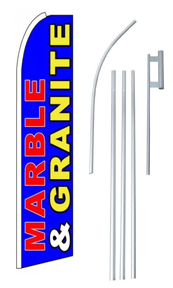 Marble & Granite Flag Flutter Feather Banner Swooper Extra Wide Bundle Kit