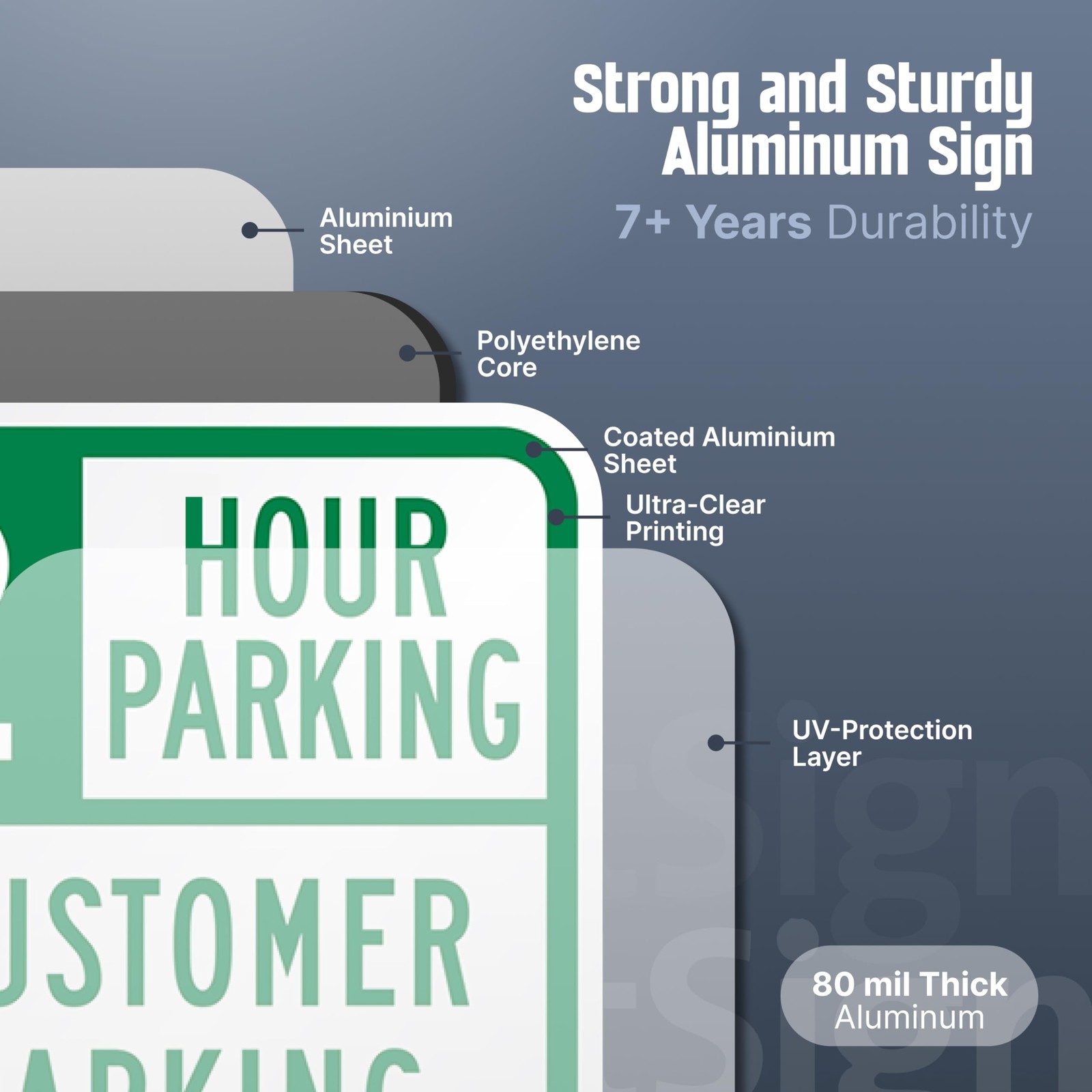 2 Hour Parking Customer Parking Only Violators Towed Sign (2-Pack), 12 x 18 i…
