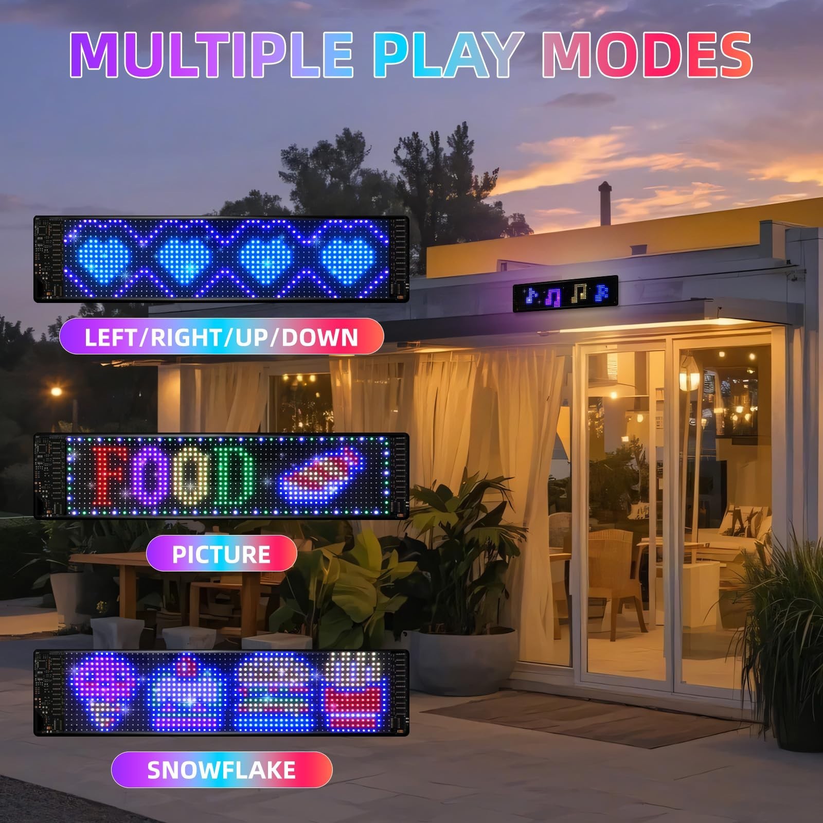 Customizable Scrolling LED Sign 14.7&Prime;x3.6&Prime; – USB & App Control, DIY Text & Anima