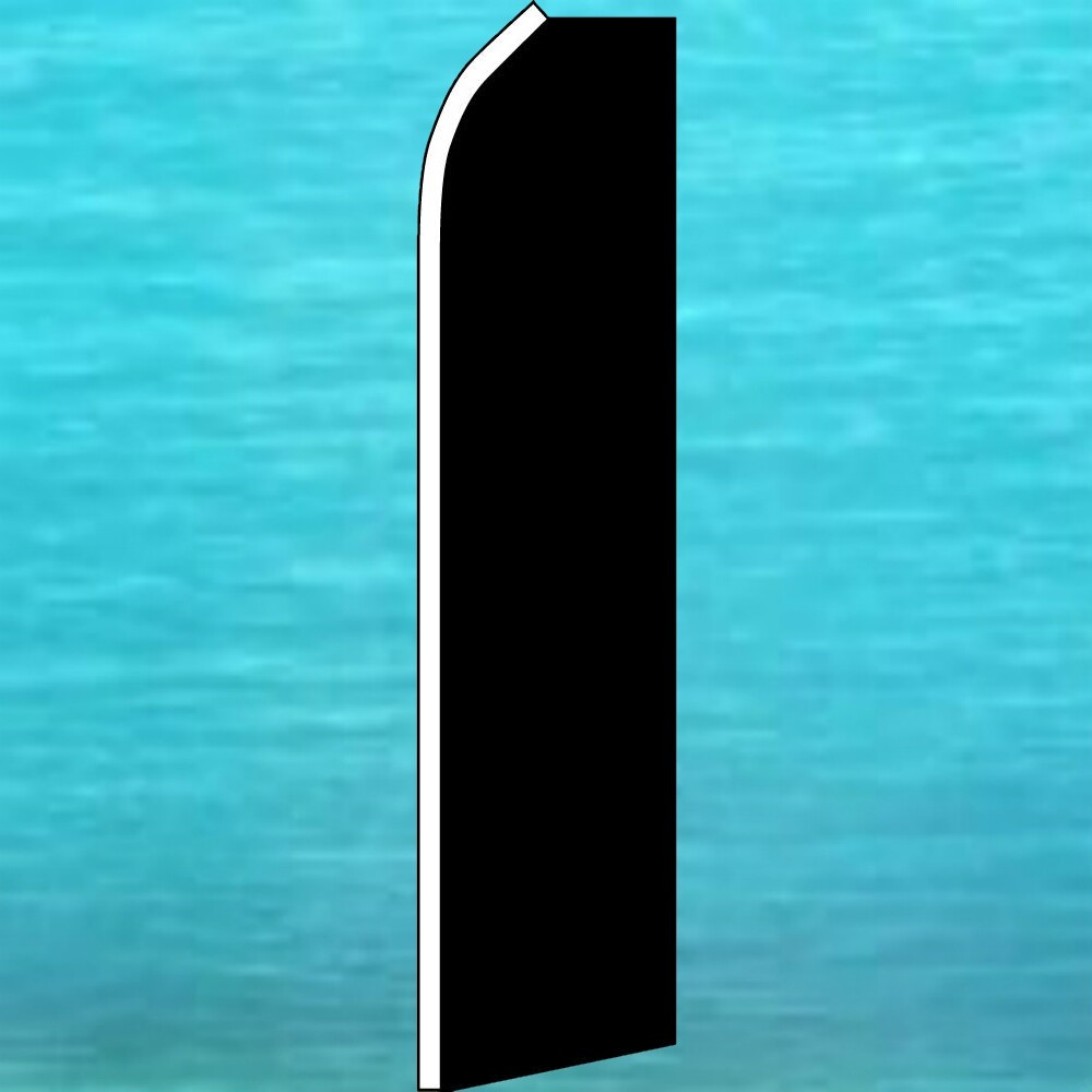 BLACK SOLID COLOR FLUTTER FLAG Tall Curved Top Event Feather Swooper Banner Sign