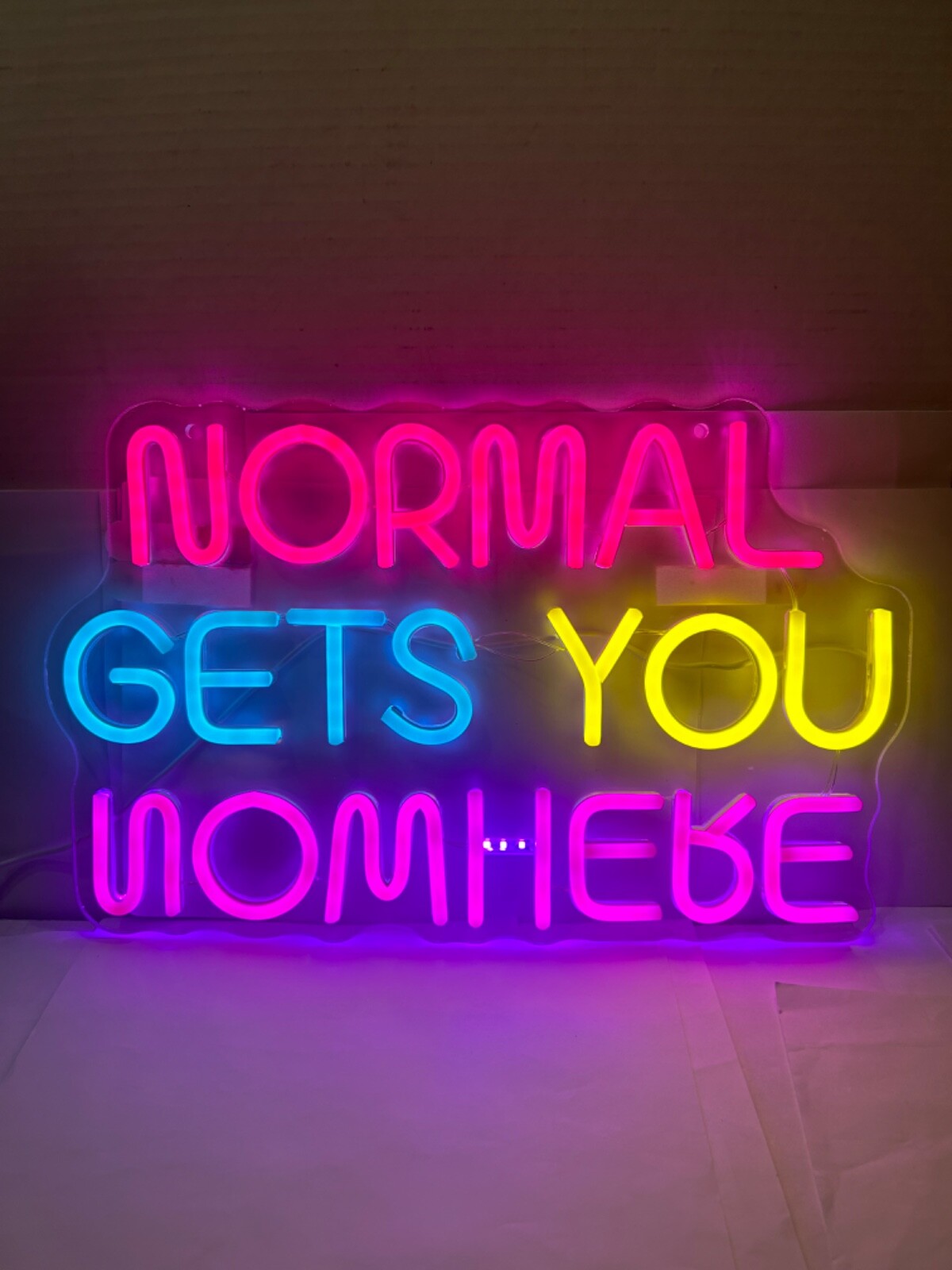 NEON SIGN HUMOR NORMAL GETS YOU NOWHERE 16” WIDE BY 10” TALL NEON SIGN