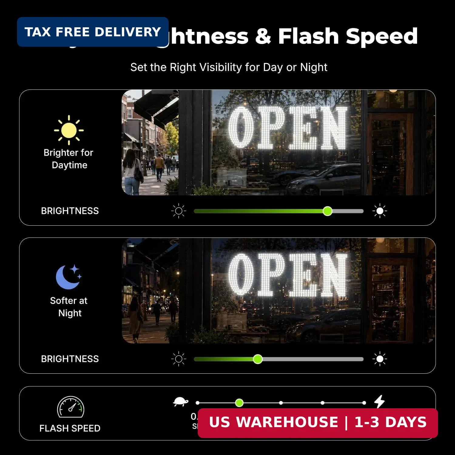 40&Prime; x 14&Prime; Large LED Open Sign with Remote Control High Bright Visibility Busines