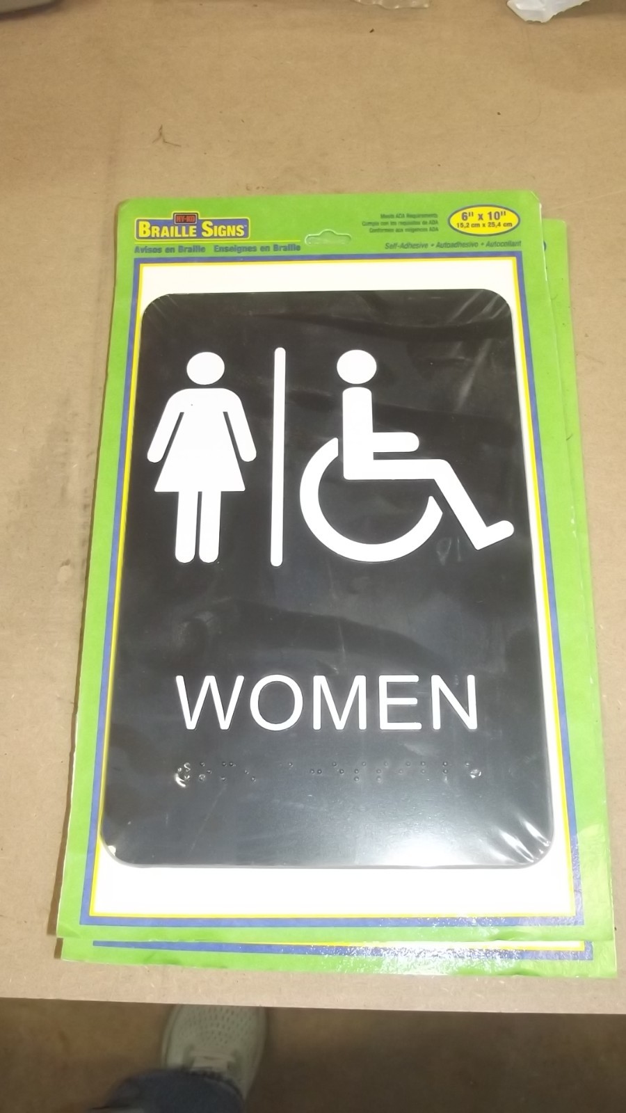 Women Handicap Braille Restroom Sign Hy-Ko Products 6×9 Self Adhesive T137