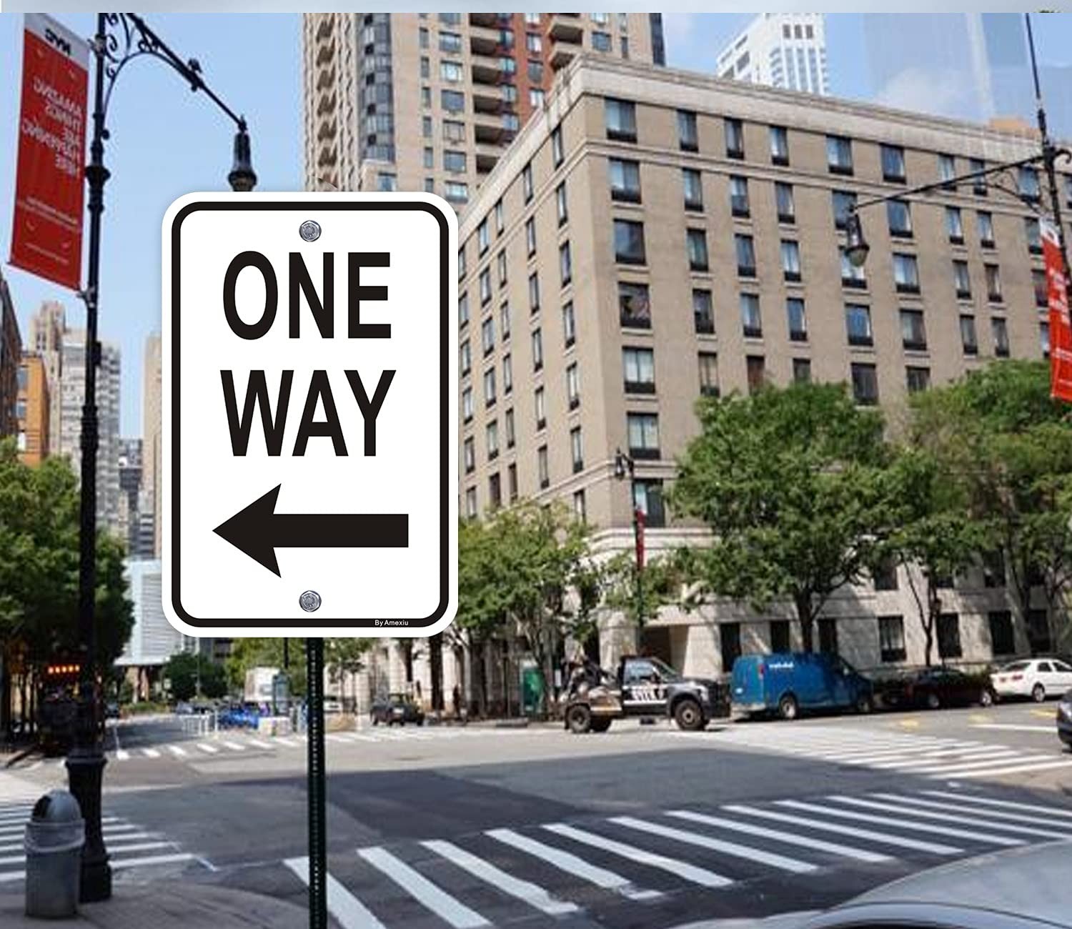 1 PC Large One Way Left Arrow Sign 18x12x0.06 Inch Reflective Aluminum