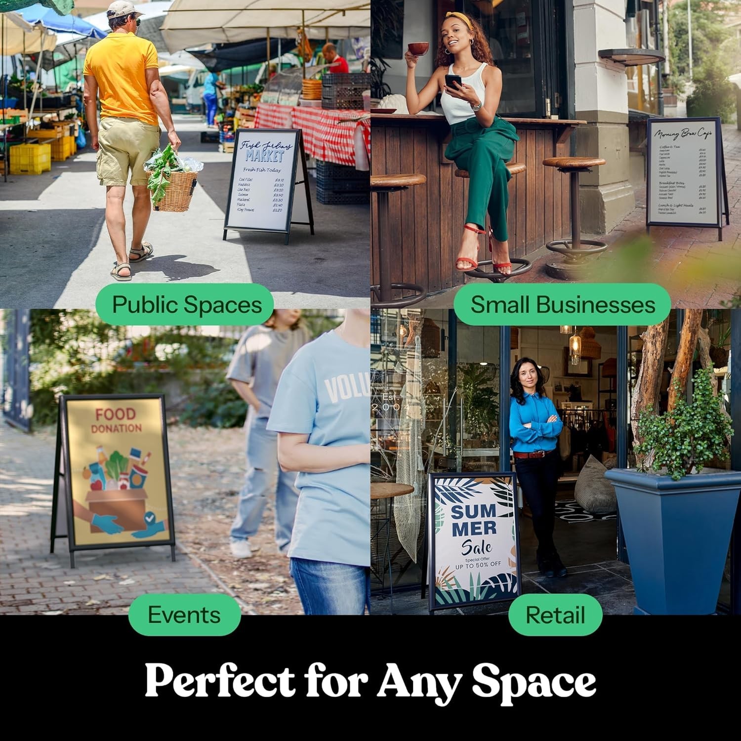 Weatherproof 24×36 A-Frame Sign with Magnetic Dry Erase Surface for Promotions