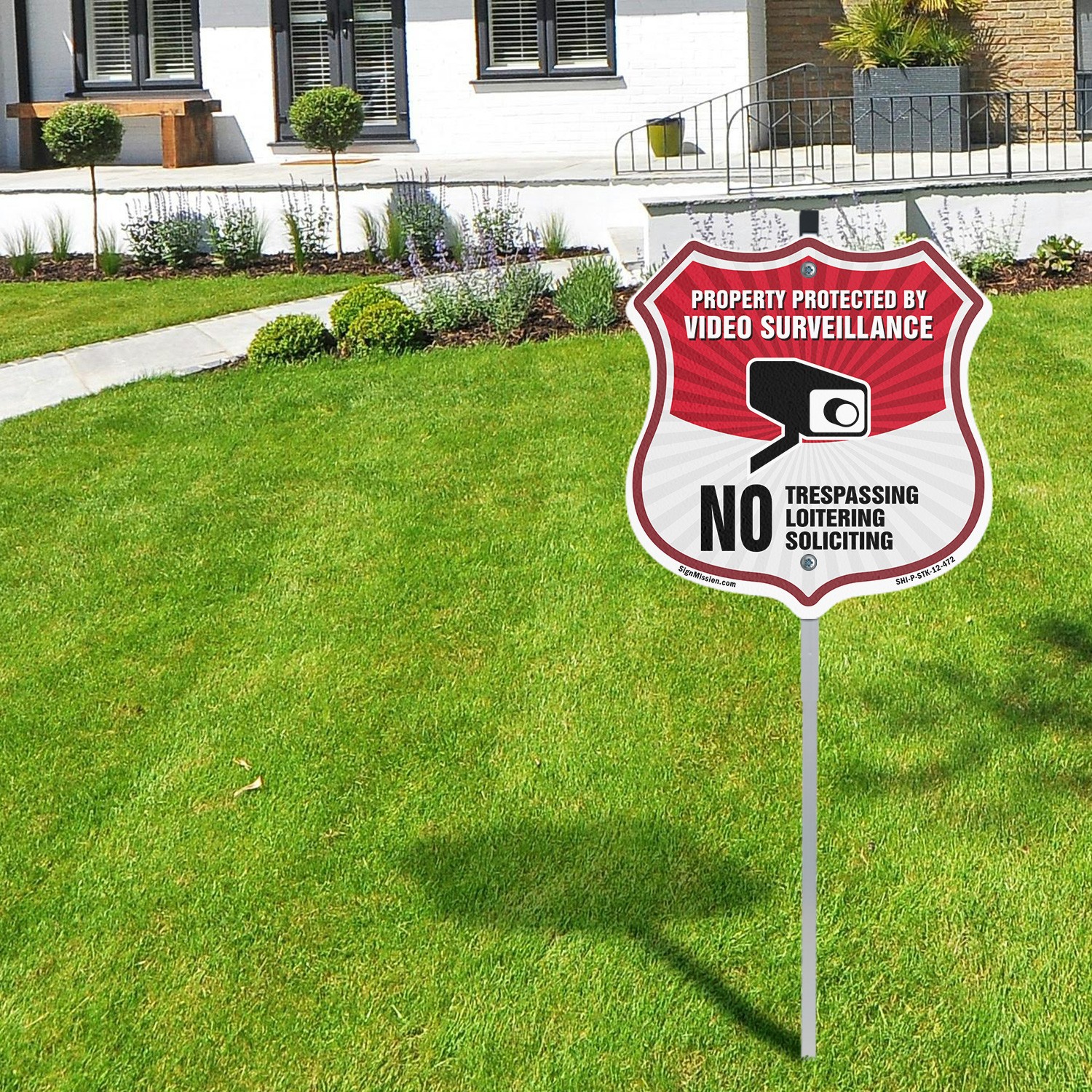Video Surveillance Shield Sign Property Protected By Vid Shield Sign With Stake
