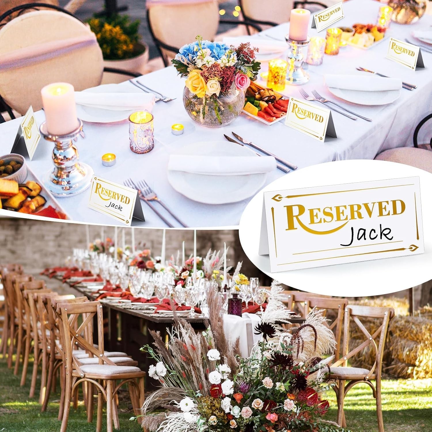 300 Pcs Paper Table Reserved Sign with Name Line Reserved Seating Signs Bulk …