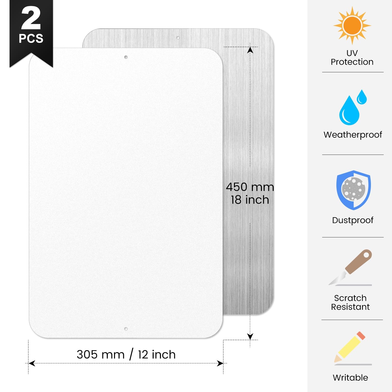 18&Prime; x 12&Prime; Blank Metal Sign Reflective Write-on Aluminum Blank White for Craft…