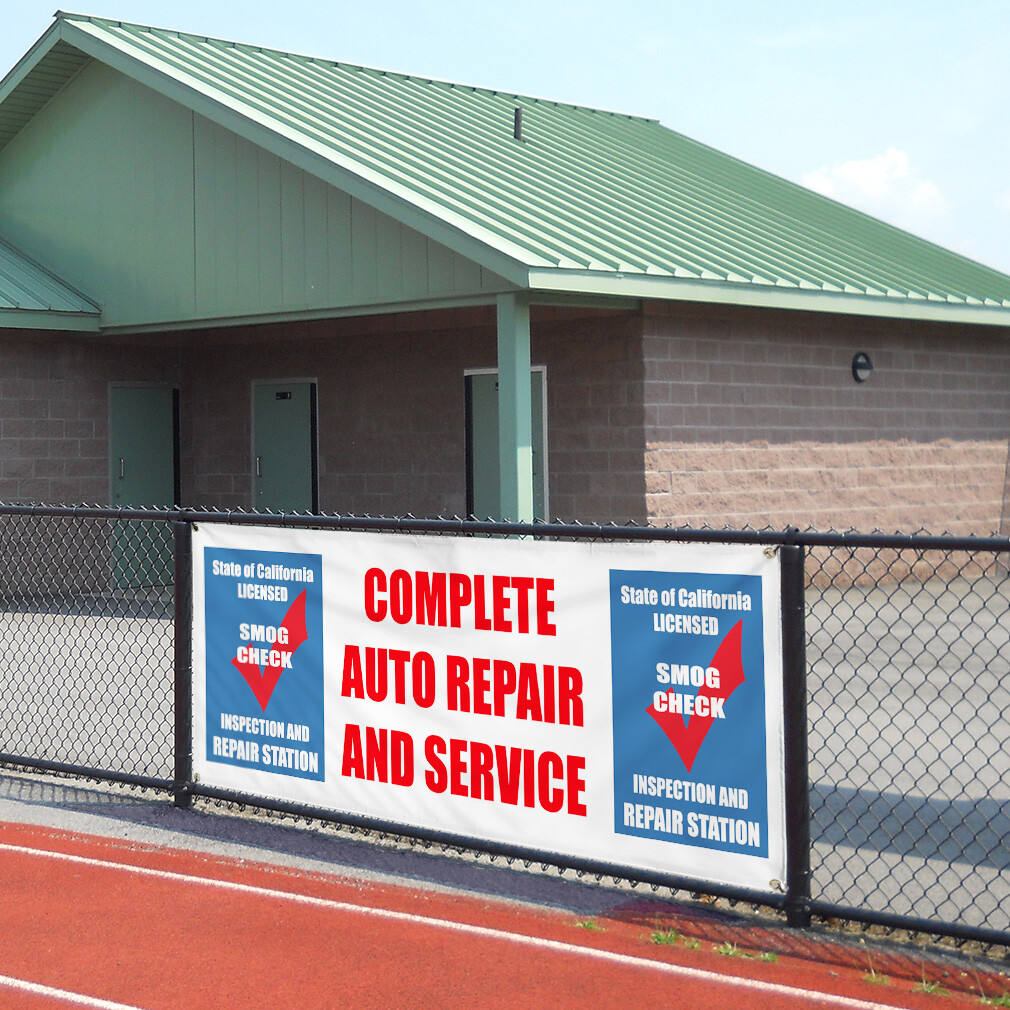 Vinyl Banner Multiple Sizes Auto Repair Service Smog Check Inspection Automotive