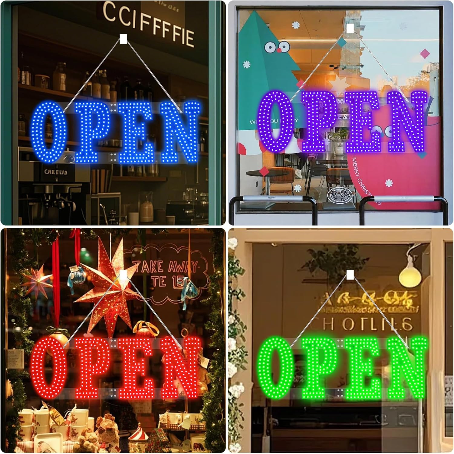 Dimmable 7-Color LED Open Sign 30&Prime;X10&Prime; for Stores, Restaurants, and Bars