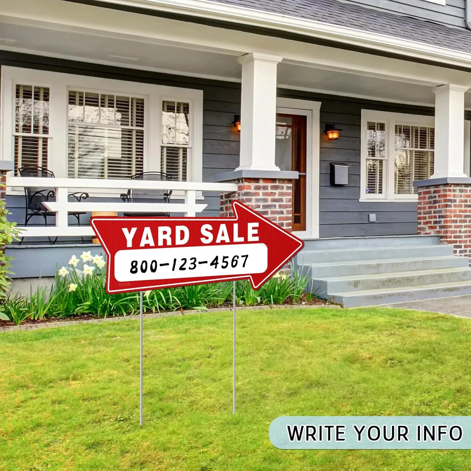 7 PC Yard Sale Signs with Stakes, 17&Prime; X 6&Prime;, Double-Sided Yard Sale Arrows Sign w
