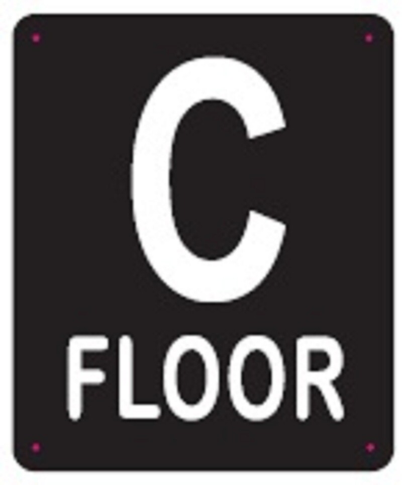 C FLOOR SIGN (10X12, Black Background, Aluminum)