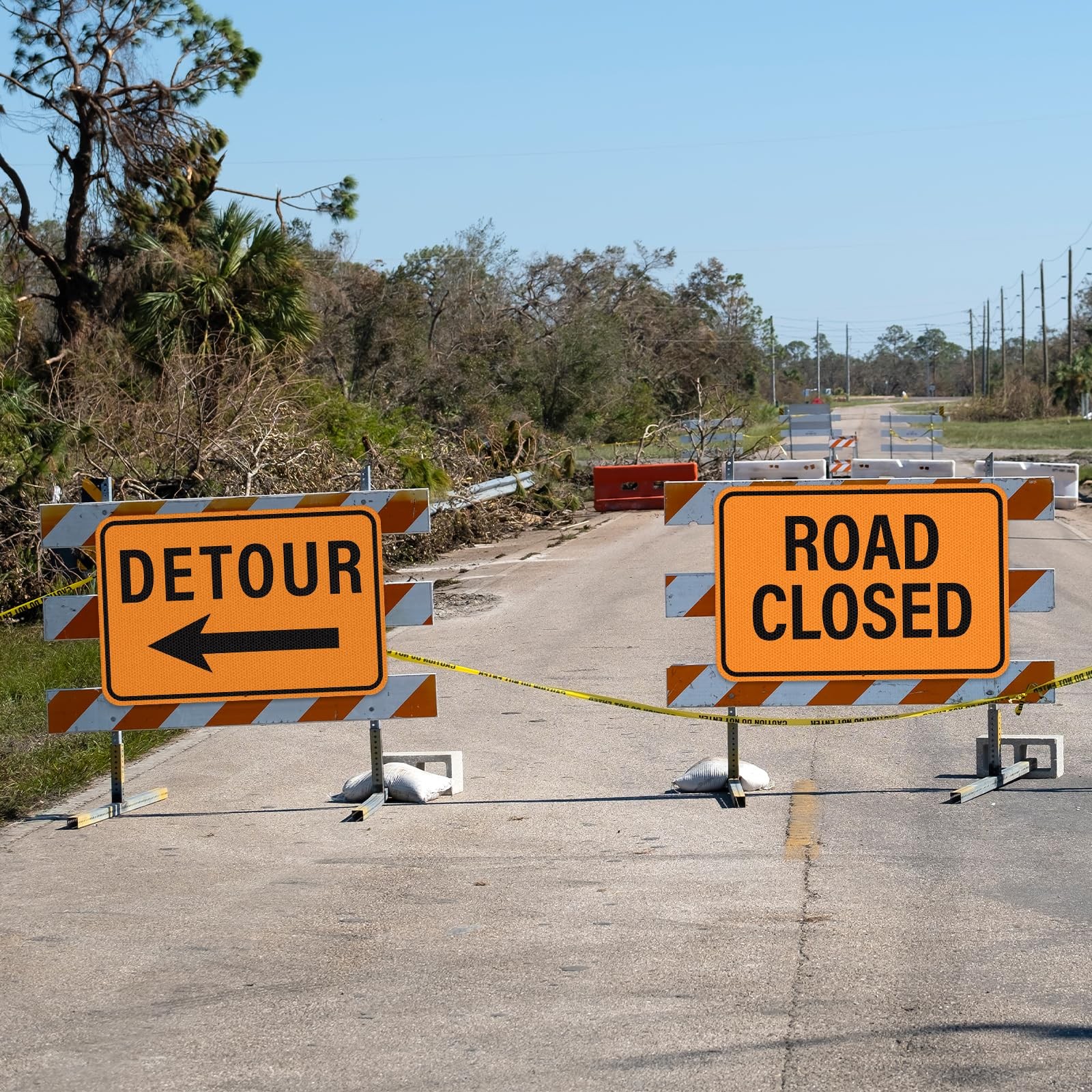 3 PCS Road Closed Detour Sign Right Left Arrow 18×12 Inch Reflective Pot