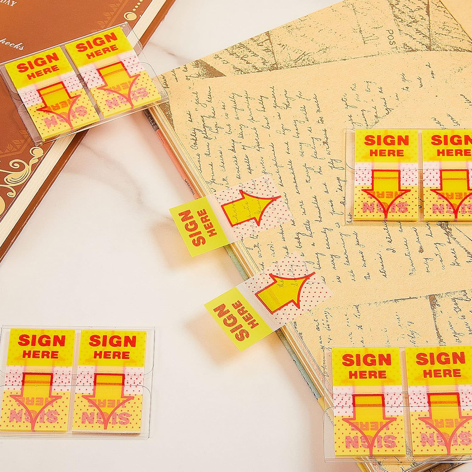25 Pack/ 1250 Pcs Sign Here Tabs 1 Inch Sign Here Stickers Date Post Tabs Flags