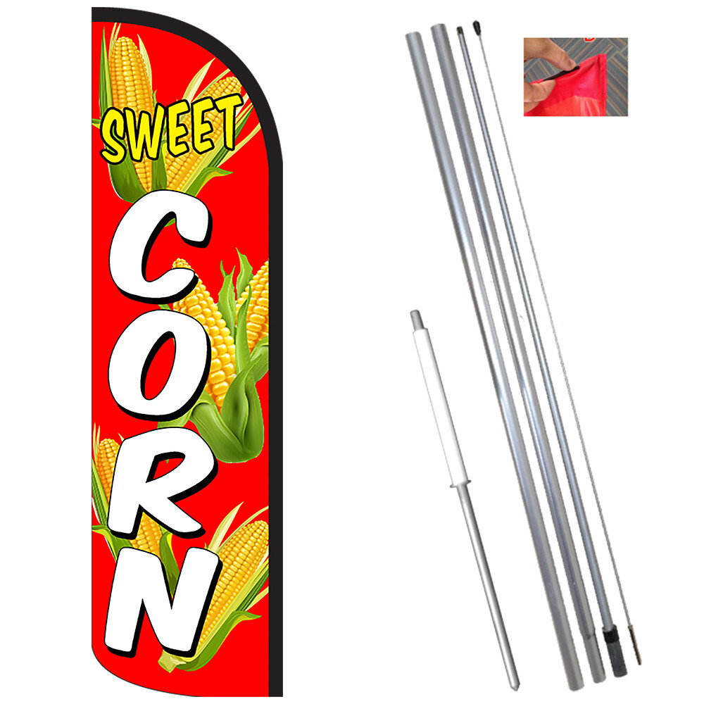 SWEET CORN Windless Feather Flag Bundle (Complete Kit) OR Optional Replacement F