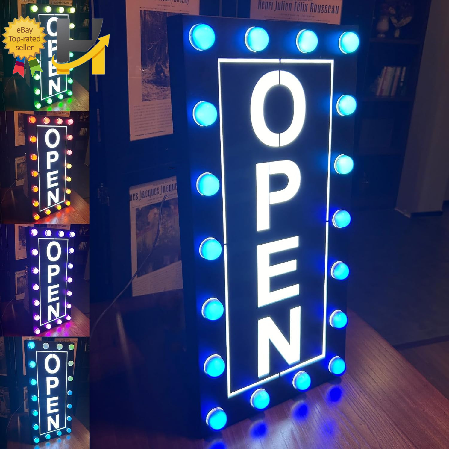 Vibrant Waterproof LED Open Sign – Color Changing RGB for Outdoor Business Use